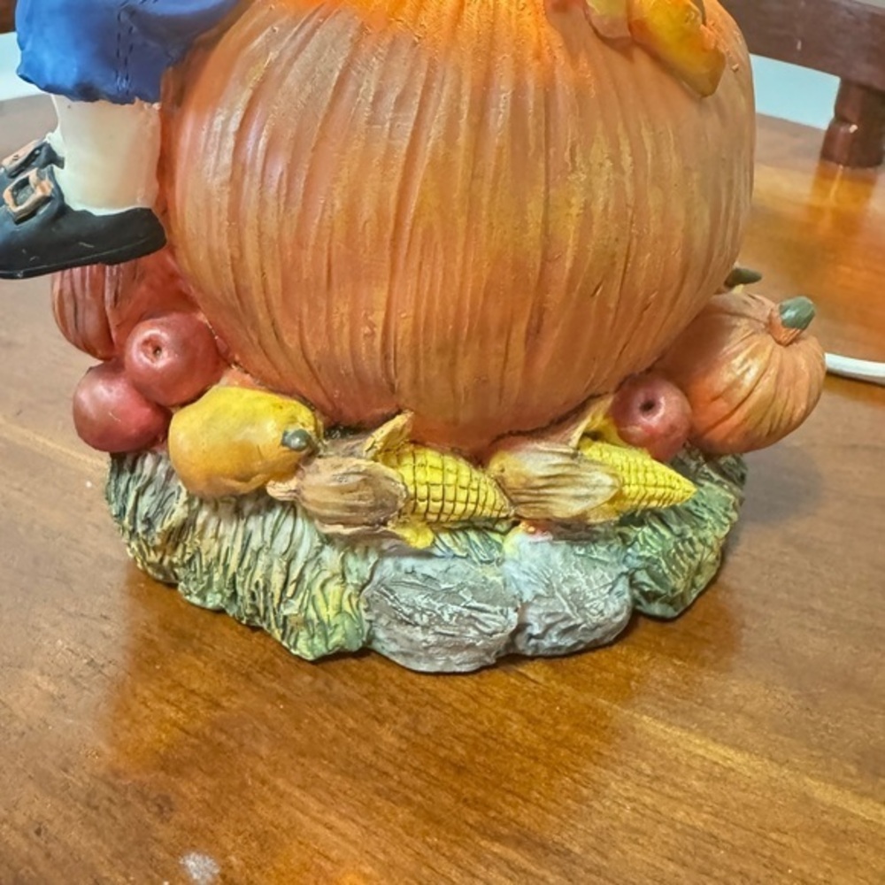 Vintage Thanksgiving Pilgrim Boy Pumpkin Lamp Fall Harvest Decor see description - Picture 3 of 15